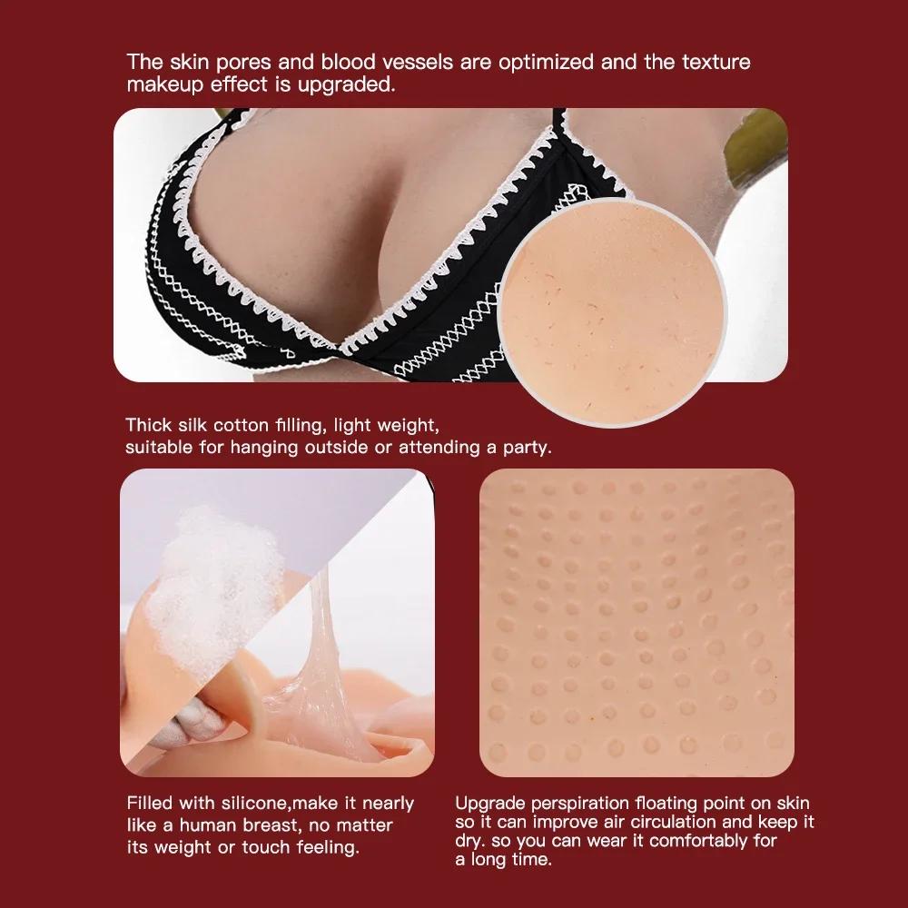 KUMIHO 7TH GEN Bloodshot Silicone Breast Forms No Oil Fake Boob for Crossdressing Sissy Drag Queen Shemale Transgender Cosplay