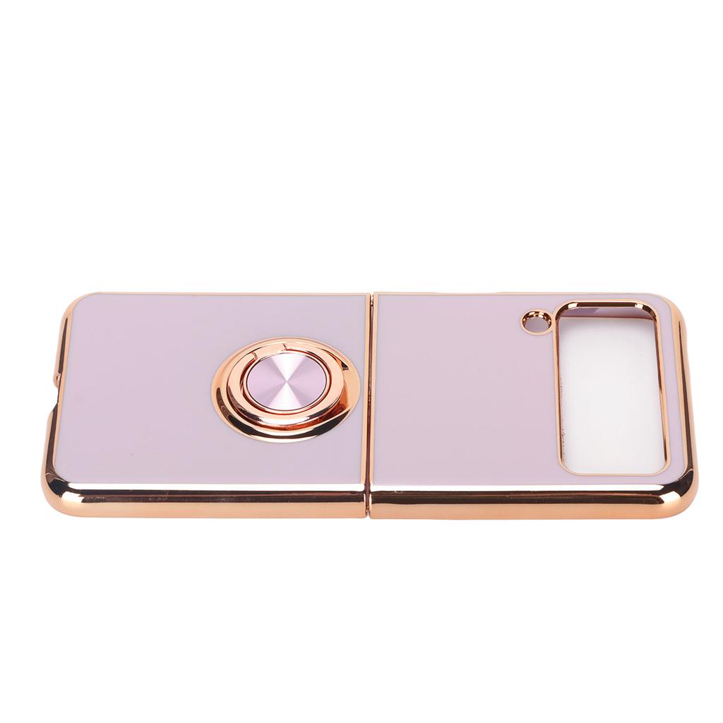Smartphone Protective Case Car Magnetic Phone Cover with 360 Degree Rotation Finger Loop Stand for Z Flip 3 Light Purple