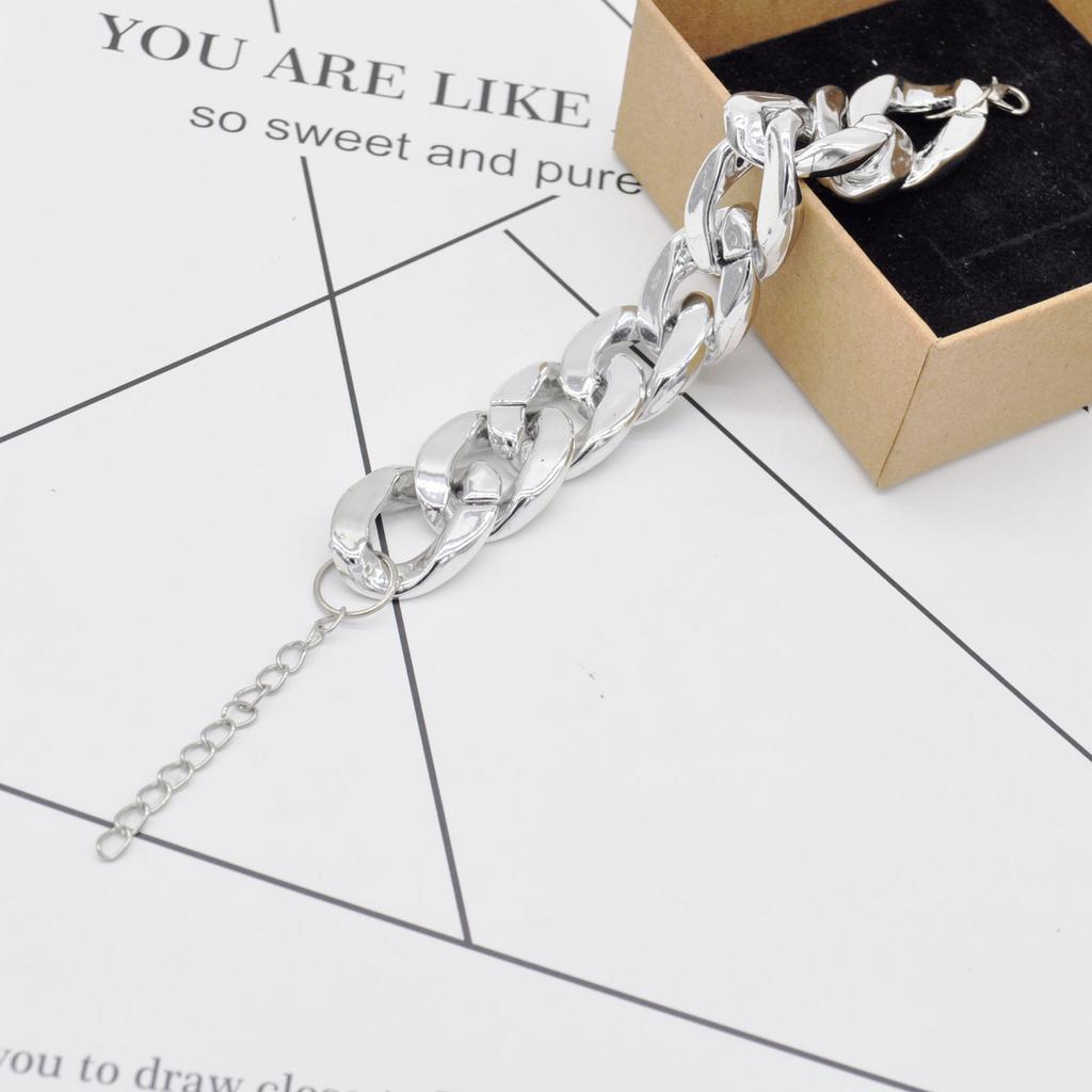 Accessories Punk Mixed Color Thick Chain Women'S Simple Hip Hop Single Layer Bracelet Short Versatile Bn752