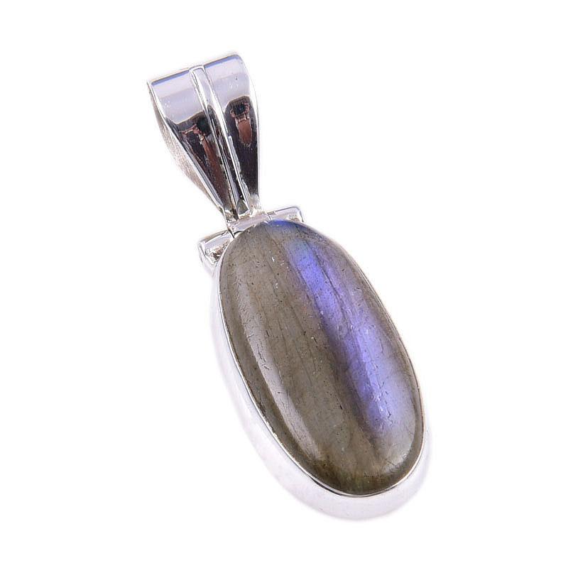 Natural Labradorite Gemstone 925 Solid Sterling Silver Gift Pendant 1.50" a4C24