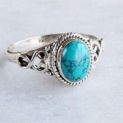 Vintage Natural Turquoise Ring, Fashion Wedding Engagement Band, Jewelry Gift for Women
