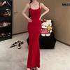 [Shoulder strap adjustable] Butterfly back hollowed out pure desire sexy suspender hip dress women's summer fishtail dress