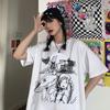 Japan Anime Print Women Tee Shirt Harajuku Gothic Printed Short Sleeve T-Shirt Tops Harajuku Aesthetic Tshirt Oversized T-Shirts