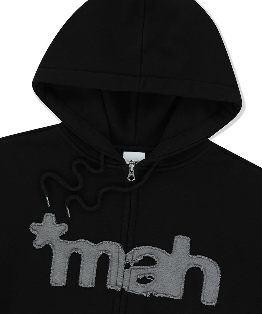 Mahagrid Mah Cut Off Applique Zip-Up Hoodie Black(Mg2Fsmm492A)