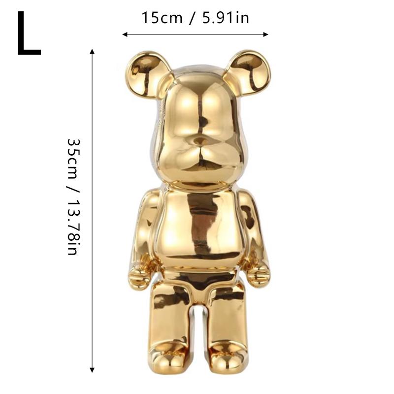 Electroplating Cartoon Bear Ornament Piggy Bank Resin Handicraft Creativity Affordable Luxury Desktop Living Room Decoration