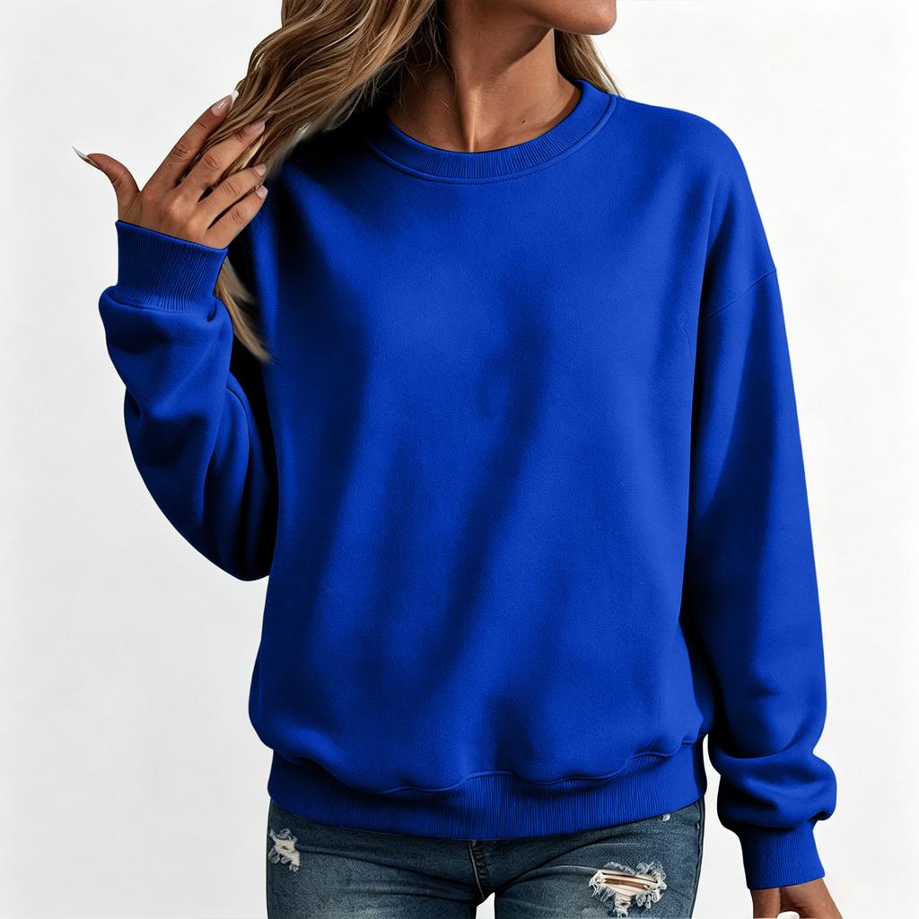 Damen Übergröße Pullover Sweatshirt Lockerer Schnitt Rundhalsausschnitt Farbe Lässiges Oberteil für den Alltag