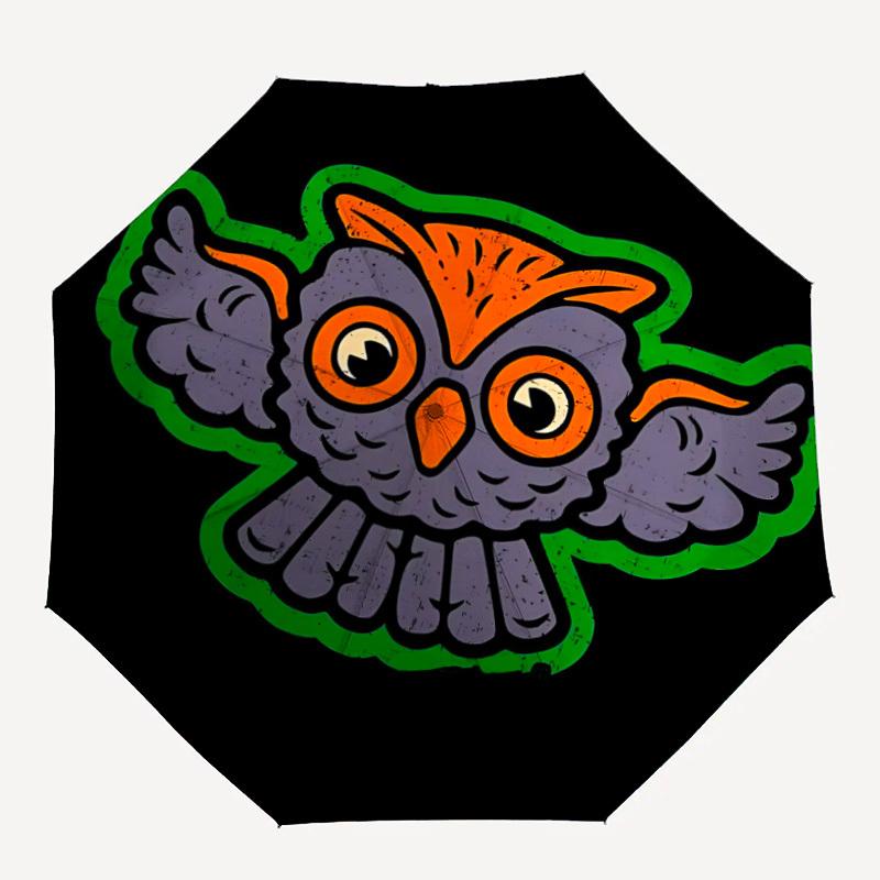 

1pc Owl CircleAutomatic Folding Umbrella, Portable Collapsible Design, Casual Outdoor Accessory, for All Seasons 019