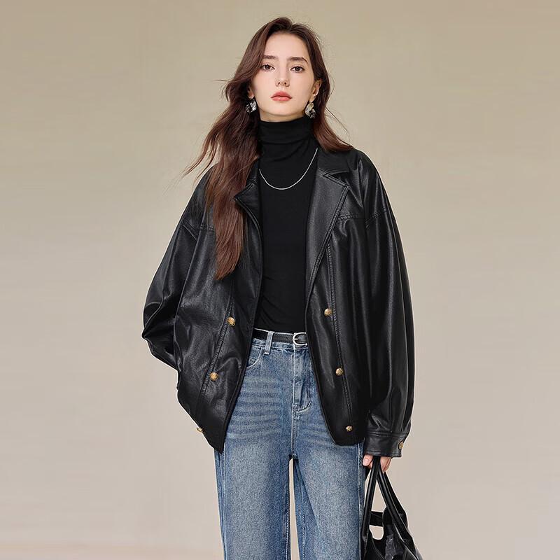 

Women s PU Leather Moto Jacket L