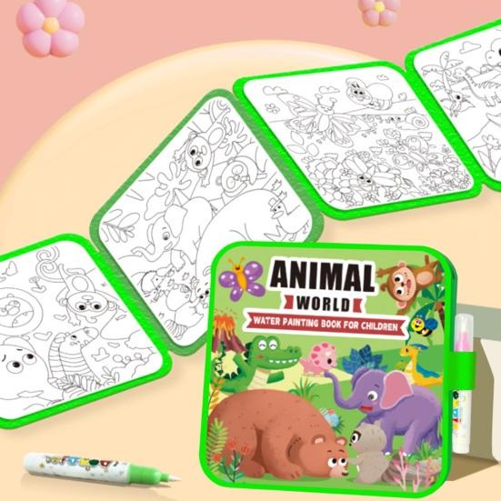 Yousheng Wassermalbuch für Kinder – Wiederverwendbares Aquarell-Bilderbuch mit Wasserpinsel – Sauberes Malbuch für kreatives Lernen und Feinmotorik