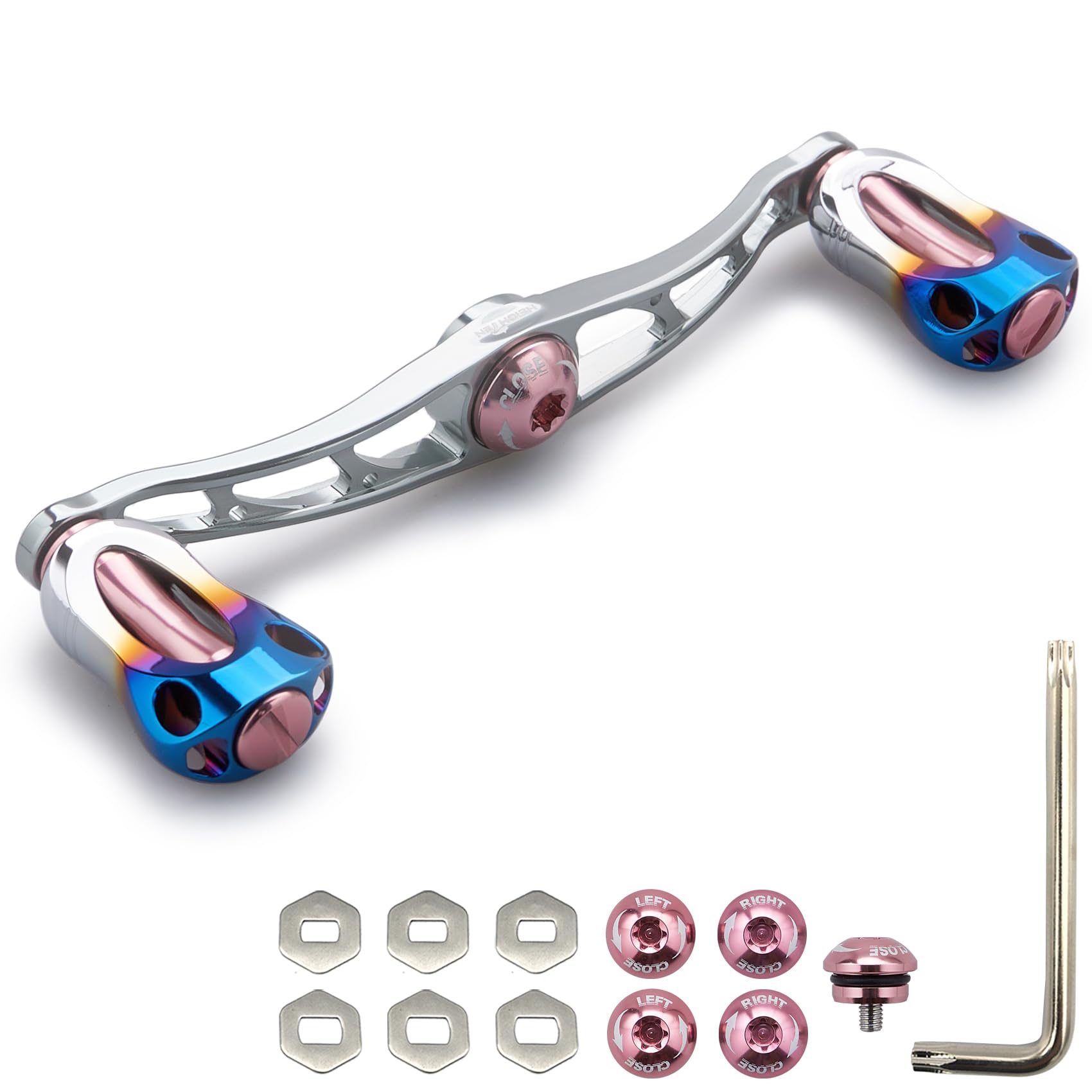 

HEIGHTEN Reel Handle with 22mm Knob for and Abu Aurora Series Baitcasting Reels Gunmetal Sakura 88/90/115mm Shimano, Daiwa, (115mm - & Pink) (680)