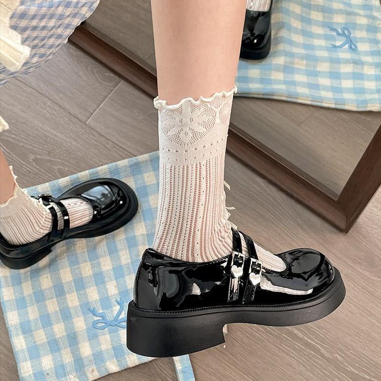 Fashion versatile black British style thick heel platform small leather shoes women's 2025 new spring and autumn French Mary Jane single shoes