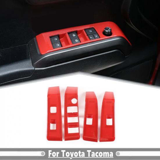 Car Window Switch Button Cover Trim For Toyota Tacoma 2016- Accessories Red