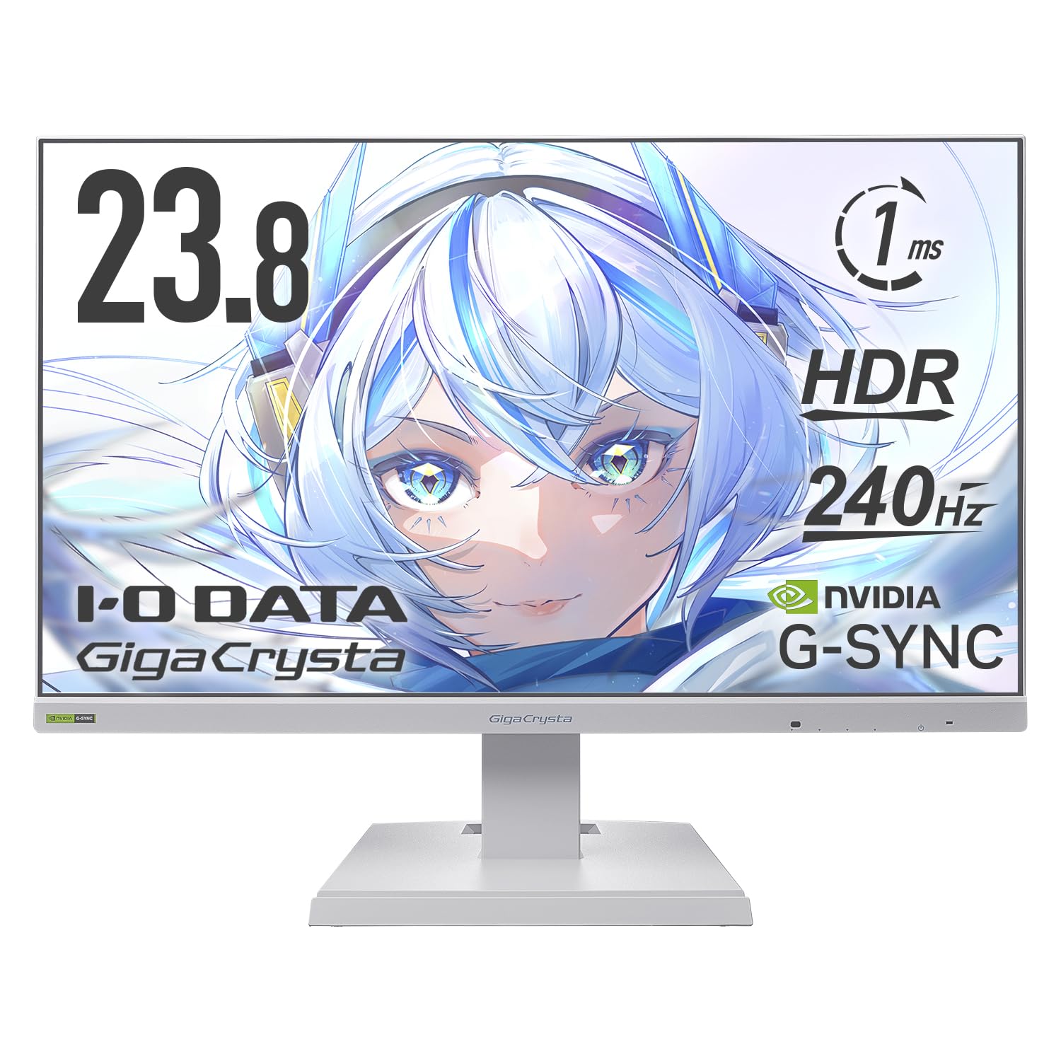 

IODATA Gaming Monitor 23.8 Inch GigaCrysta 240Hz ADS Panel 1ms Healer White No Bright Point Guaranteed (HDMI x 2DisplayPortVESA