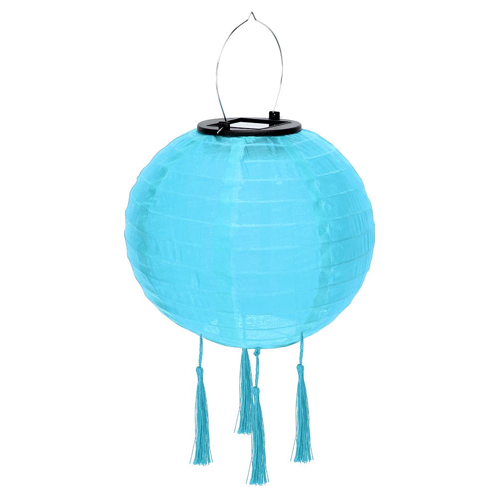 8 inch Waterproof Solar Chinese Lantern Nylon Hanging Lamp Outdoor Festival Wedding Birthday Party Decorations Light