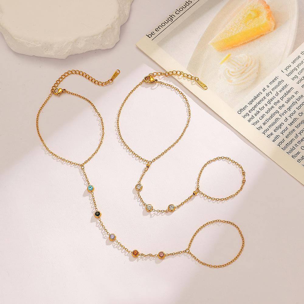 Yingtai 18k Gold Polierter Edelstahl Titanstahl Damen Fingerkette