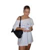 2025 Women's Summer One-Shoulder Loose T-Shirt with Letter Print