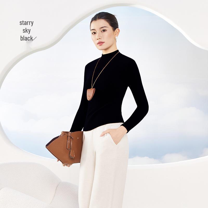 

Осенне-зимний топ из тенсела и шерсти, облегающего кроя, с полувысоким воротником, в корейском стиле, теплый 2XL