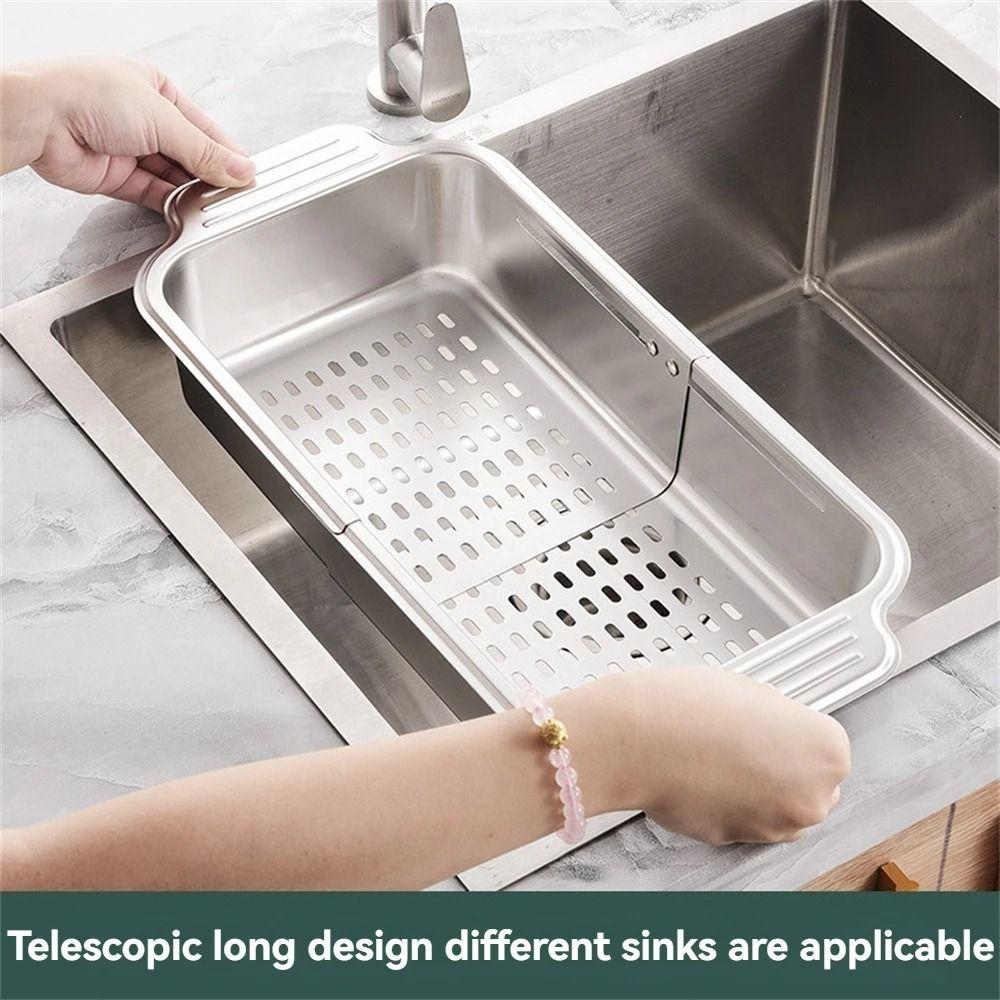 Retractable Vegetables Drain Basket Thickened Kitchen Sink Rack Over Sink Organizer Kitchen Sink