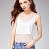European and American Lace Splicing Satin Suspender Vest V-neck Sleeveless Bottoming Shirt Inside and Outside, Sexy Female French Style