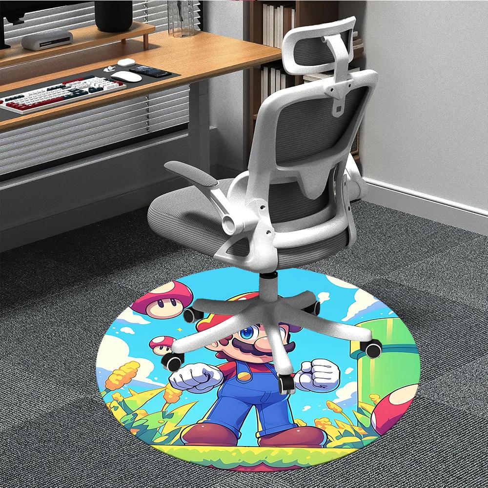 

1pc Mario Adventure Office Round Area Rug, Under Office Chairs Bedroom Living Room Home Decor a1016238 80cm by 80cm