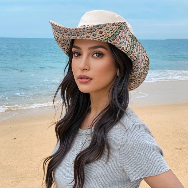 Women s Reversible Bohemian Sun Hat,Windproof Bucket Hat for Outdoor Travel,All-Season Beach Hiking Fishing Cap Bucket Hat Women