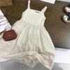 Korean Girls Sleeveless Dress Linen Halter Breathable Candy Color Summer Sweat Absorbent Girl's Vest Dresses