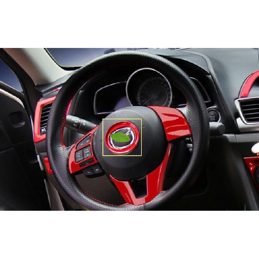 For Mazda 3 Axela 2014-2016 Bright Red Steering Wheel Horn Button Ring Trim 1PCS