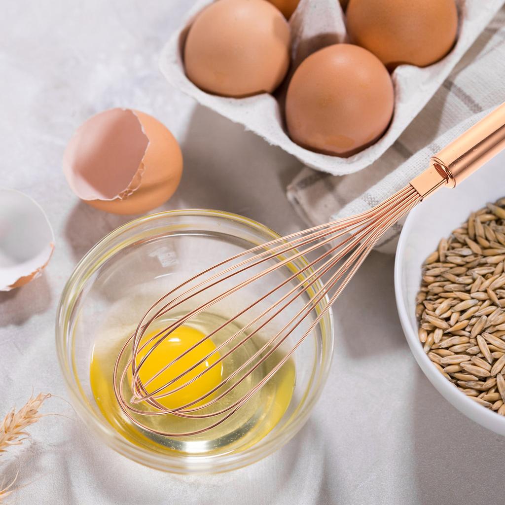Batidor de huevos manual de acero inoxidable dorado para cocinar masa, mini suministros de metal para el hogar, herramientas grandes para matcha