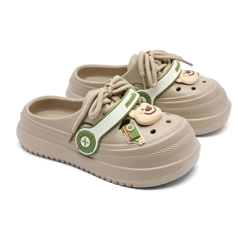 3823 Music strap hole shoes fashion shoelaces thick sole non-slip bag head cool slippers