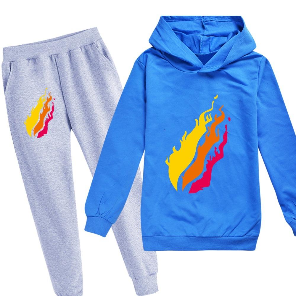 Casual Comfortable Boys' Printed Hooded Suit Sweater Fashionable Loose Clothing Sets Boys
