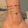 New European and American Style Heart-shaped Cross Anklet Set for Women Niche Fashion, Light Luxury, High-end Anklet