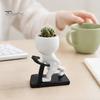 Unique Hairstyle Planter Fun Workout Figure Planter, Modern Resin Treadmill Runner Plant Pot, Dumbbell Body Builder Holder, Cute Head for Succulents