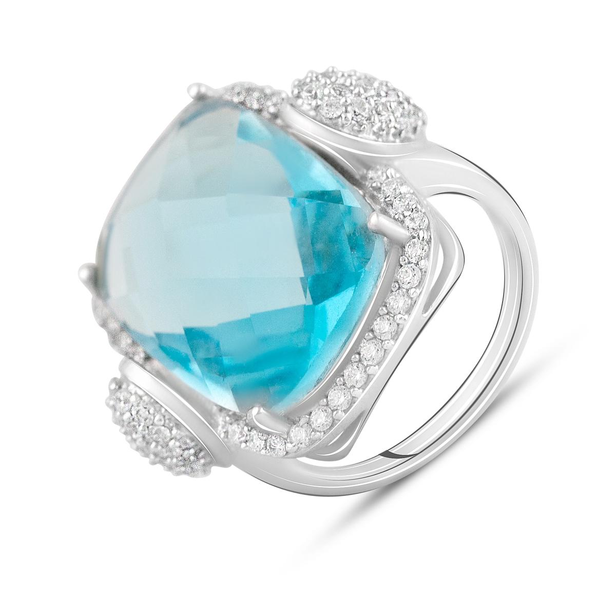 

Срібна каблучка з аквамарином nano (2121282) 6.68 гр. 925 проби 16 небо синє світло кольору