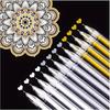 6er-Pack Weißes Gelstift-Set, 0,5 mm Extra-Feine Spitze, für das Schreiben mit weißen Stiften, Zeichen-Gelstifte, Weiße Textmarker, Wasserdichte Stifte