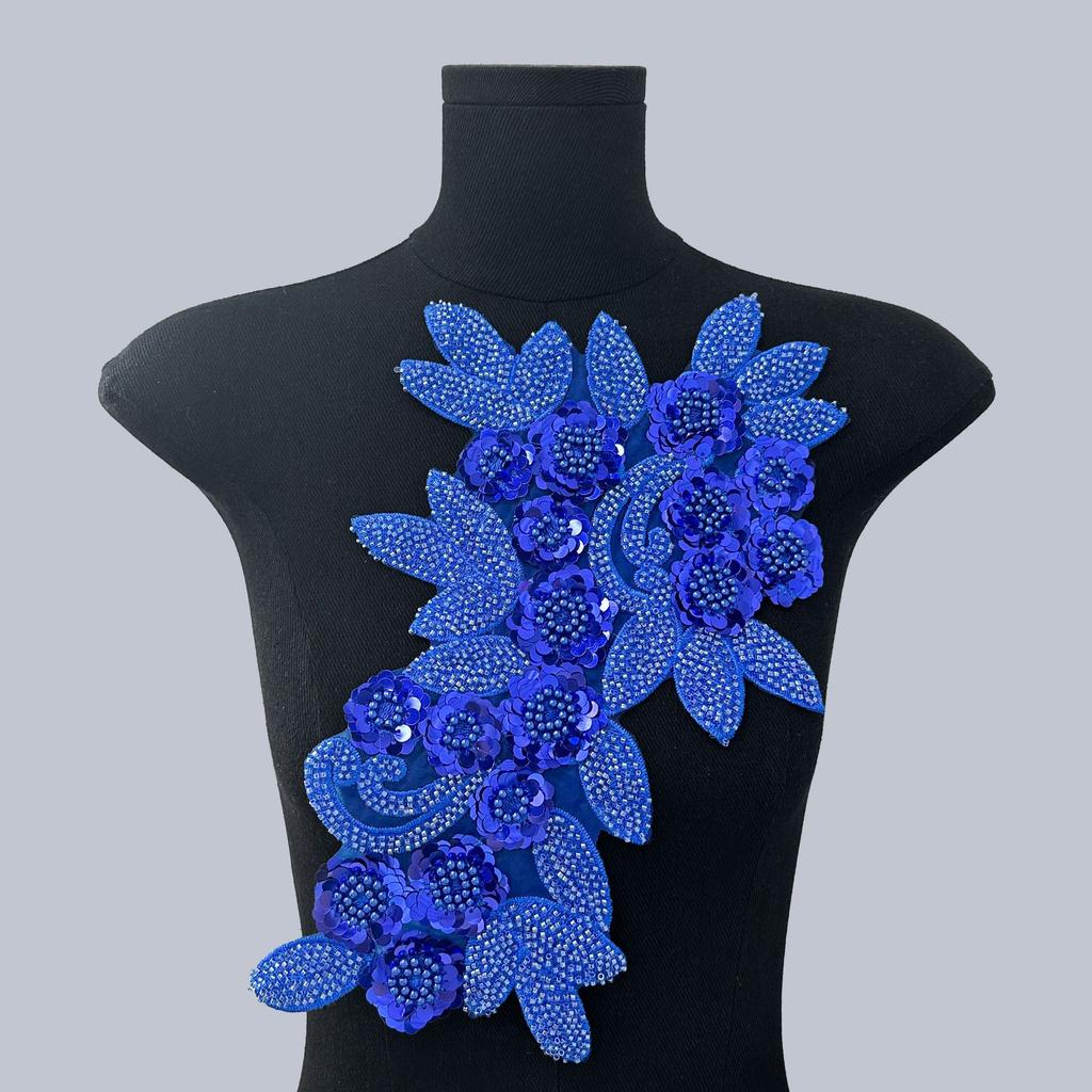 Mesh Sequin Nail Diamond Bead Embroidery Sewing Single Flower Collar Diy Decoration With Clothing Accessories Collar