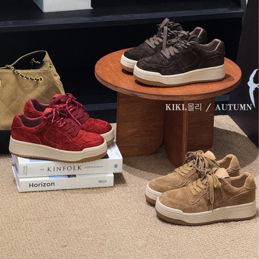 Niche ins tide double color ribbon German training shoes women's 2025 new thick sole heightening versatile casual sports shoes skateboard shoes