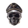Retro Colored Navy Officer Skull Ring For Men Punk Gothic Rock Hiphop Open Ring Biker Accessories Handmade Zircon Unisex Gift