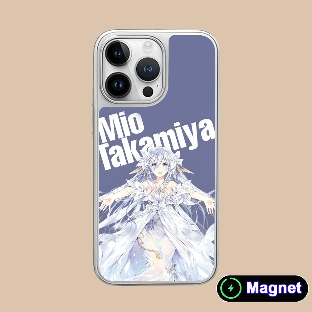 Date a Live Mio Takamiya Silver Plating Magsafe Mobile Phone Case for iPhone 17 16 15 14 13 12 11 Air Pro Max Plus Colorful