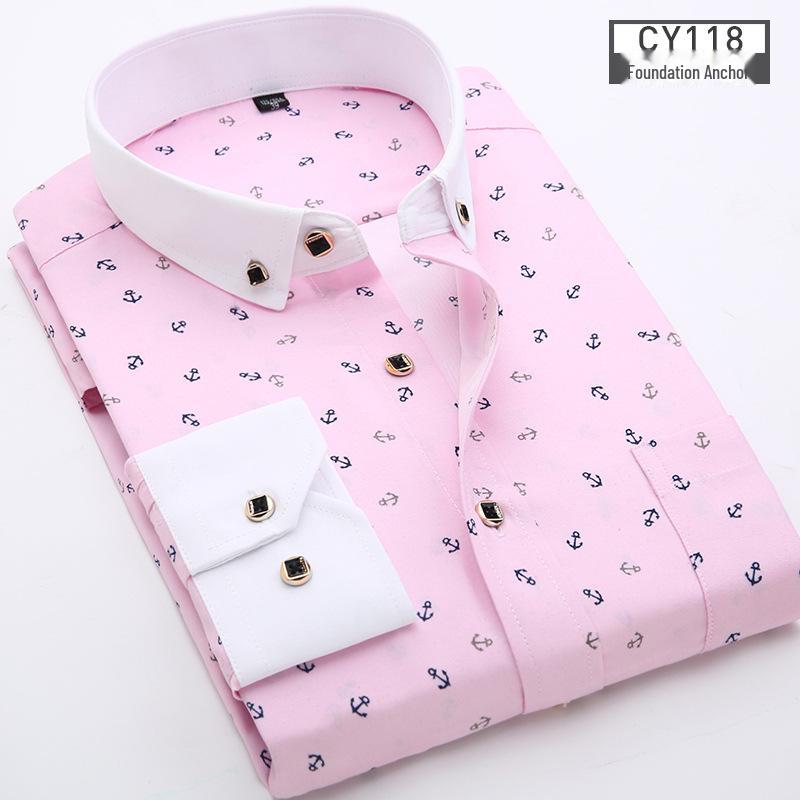 

Мужская облегающая клетчатая рубашка с цветочным принтом - повседневная мода с длинным рукавом 44 (176-190 lbs)