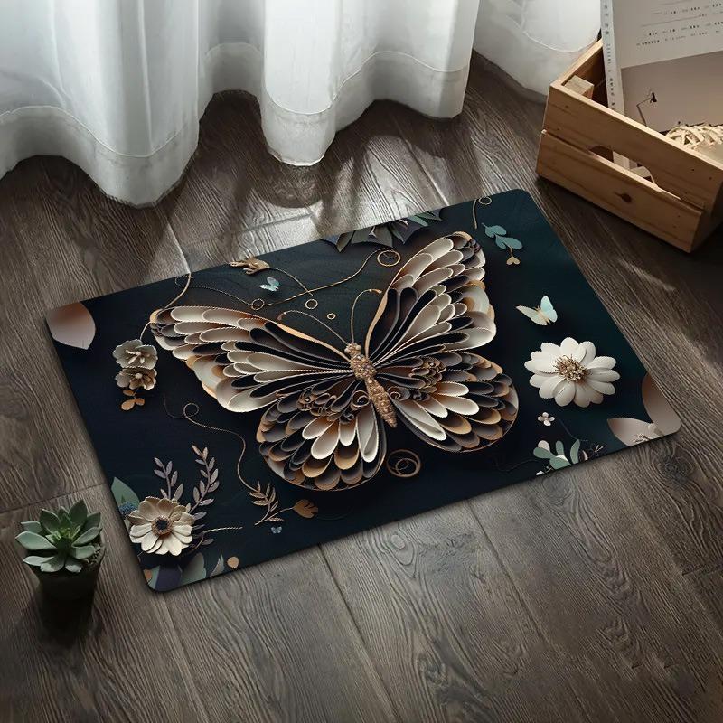 3D Butterfly Diatomite Floor Mat Bathroom Absorbent Non Slip Mat For Bathroom Door Entrance Quick Dry Feet Rug