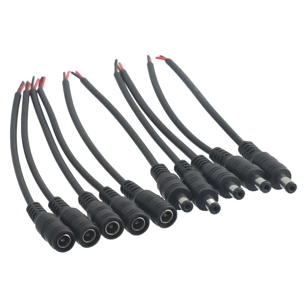 DC Power Cable Set 5 Pairs 5 5x2 1mm Male Female Connector 1 Pin for CCTV Camera and LED Strip Power Supply Line 30cm Length