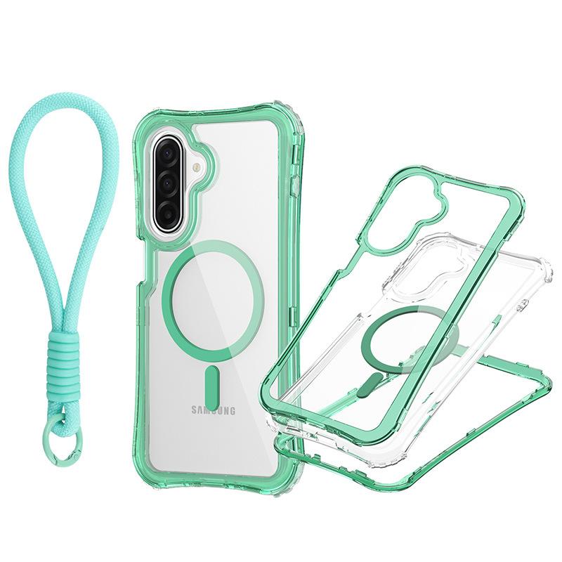 For Samsung A17 Magnetic Transparent 3-in-1 Phone Case with Hand Rope