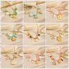 DIEYURO 316L Stainless Steel Sun Flower Heart Crystal Multi Pendant Necklace Lady Vintage Colored Woven Rope Neck Chain Jewelry