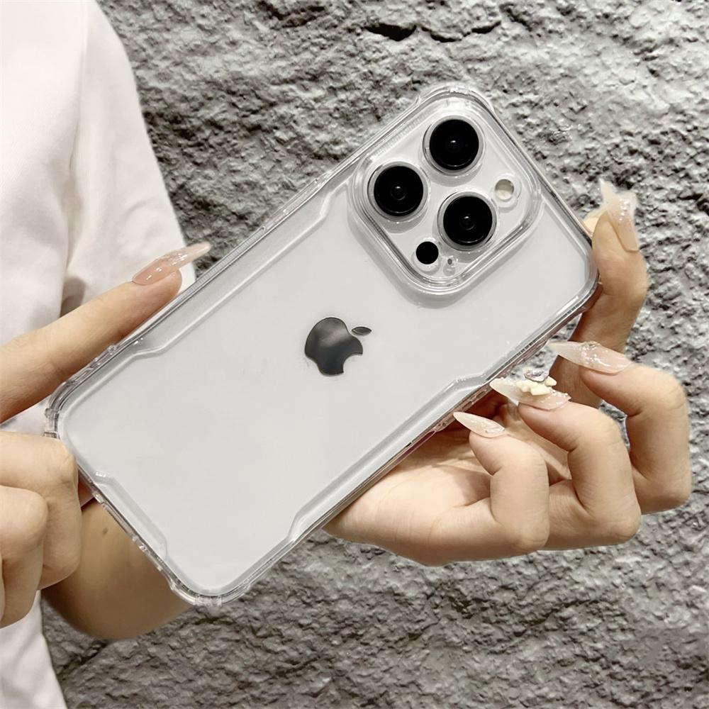 Transparent Bumper Case For iPhone 16 ProMax 15 14 13 12 Pro Max Plus 16Pro 16Plus Acrylic Hybrid Shockproof Cushion Armor Cover