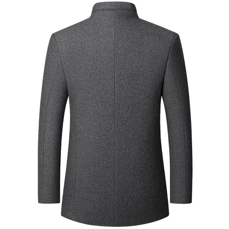 Men's Woolen Jacket, Men's Tunic, Stand-up Collar, Middle-aged Men's Autumn and Winter Models, Dad's Woolen Men's Jacket
