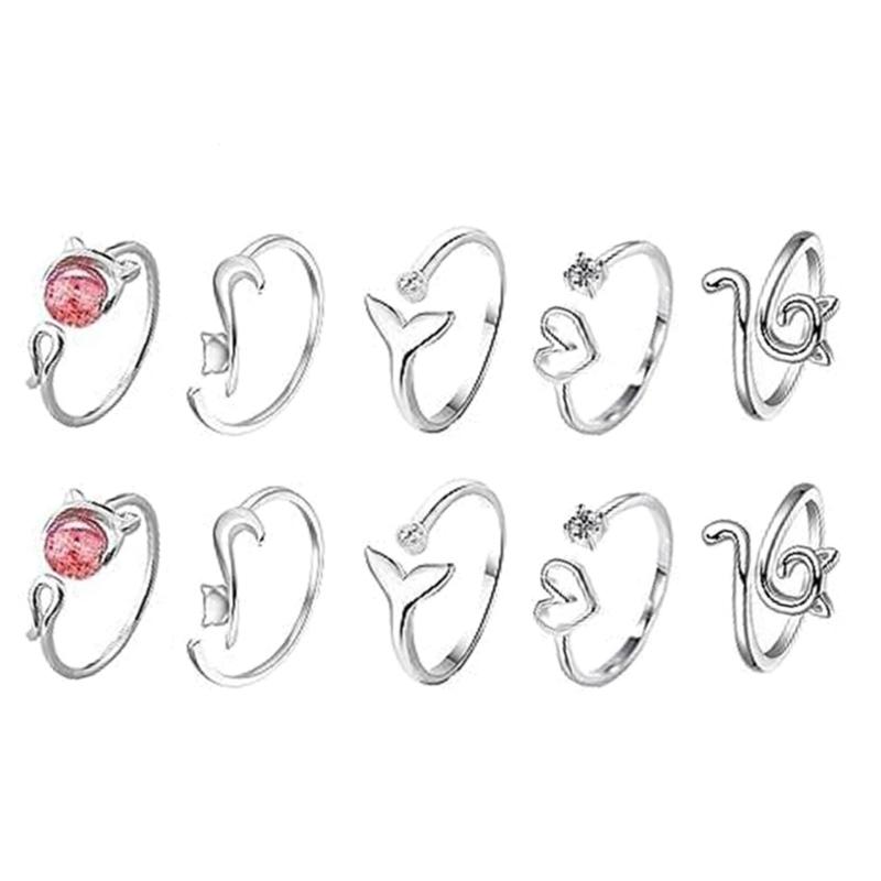 10pcs Crochet Rings Adjustable Thumb Rings for Knitting Hobbyists Yarns Rings Convenient Finger Holders for Hand Weaving
