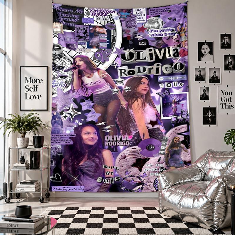 Wall TapestryOlivia Rodrigo Art Hanging Cloth Decorative Background Cover for Room Decoration