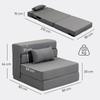 Poltrona convertibile 1 posto, poltrona letto pieghevole, cuscino incluso, per ospiti, soggiorno, piccolo spazio, carico 120 kg, grigio