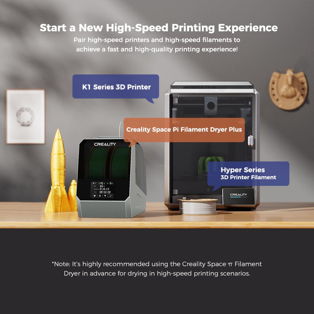 Creality Space Pi Filament Dryer Plus - Advanced PTC 360° Heating, 48H Timer LCD Touchscreen, Fits 1.75/2.85mm Filaments