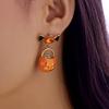 Design Sense Dripping Oil Pumpkin Earrings for Women Gothic Punk Rhinestone Bow Pumpkin Earrings Party Jewelry Accessories